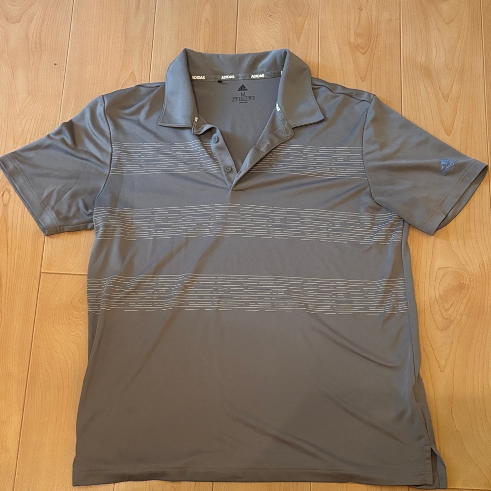 adidas Men’s Gray Performance Polo with Subtle Stripe